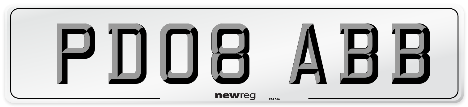 PD08 ABB Number Plate from New Reg